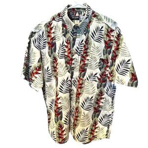 Alexander Martin Hawaiian Button Down Shirt Short Sleeve Birds of Paradise Print